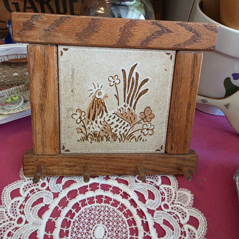 Vintage Tile Trivet with hooks